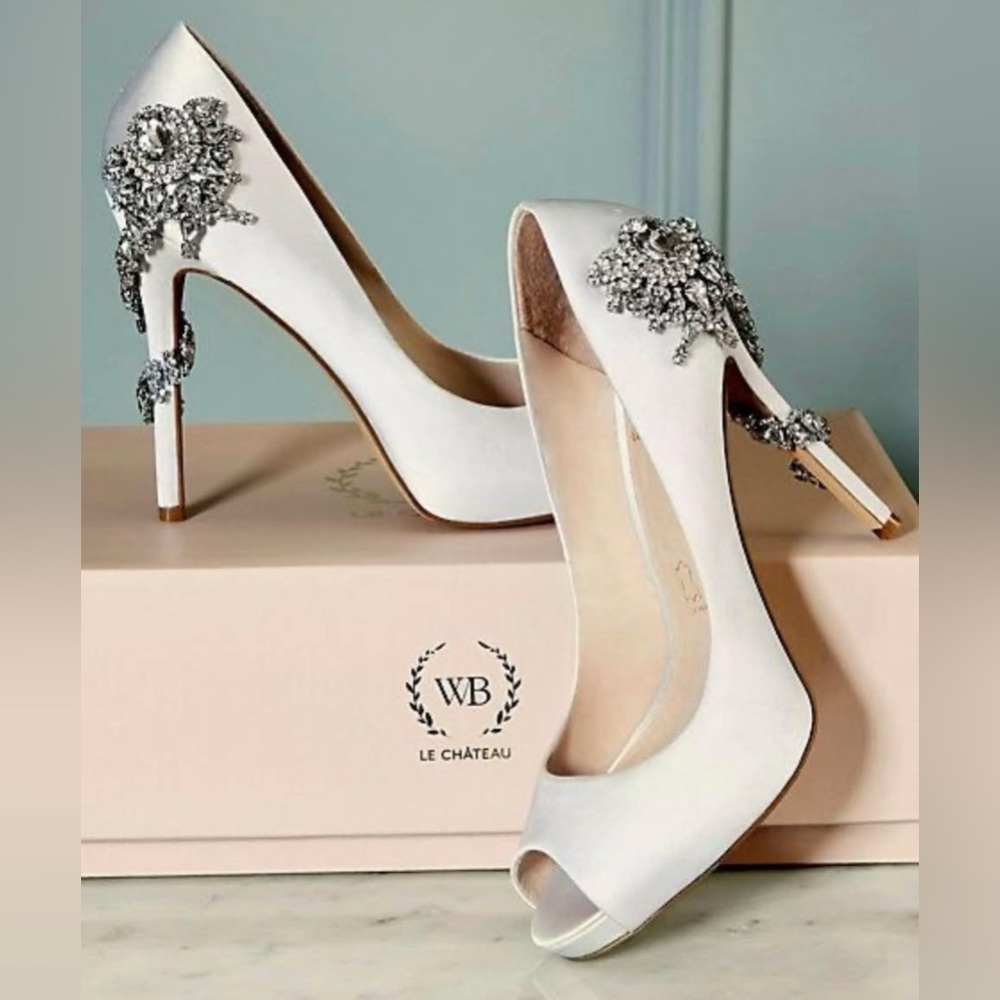 Château Jewel Embellished Peep Toe  | Bride shoes, Wedding...